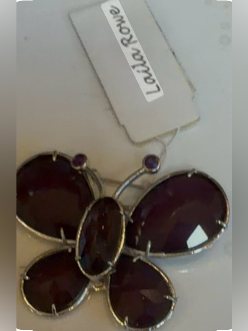 Laura Ross Purple Gem Flower Brooch